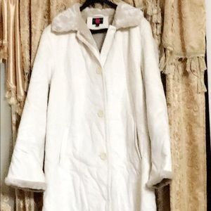 White/ cream color soft long button up coat